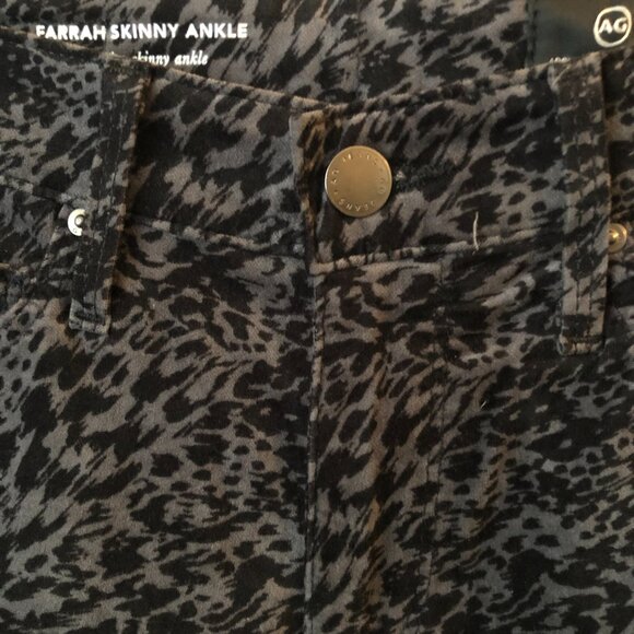 AG FARRAH SKINNY ANKLE HIGH RISE GREY BLACK LEOPARD STRETCH VELVET 25 NWOT - Picture 10 of 13